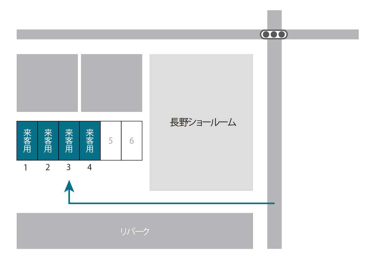 ショールーム駐車場の地図