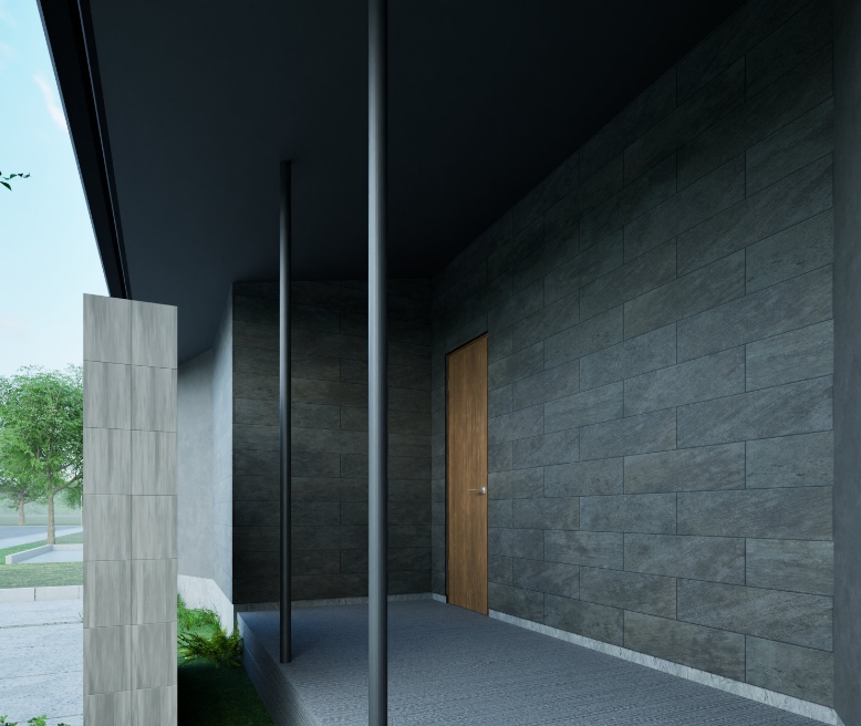 上越市土橋［平屋］モデルハウス 玄関アプローチ