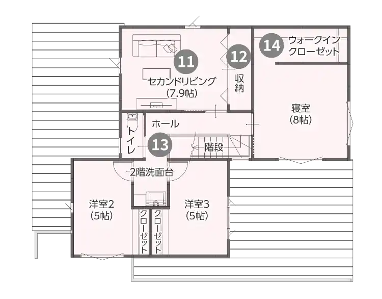 MIRAI 共有型二世帯住宅の2F間取り図