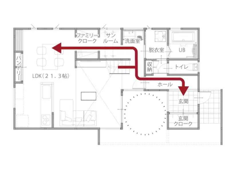 身支度動線 家事ラク動線を実現した間取り