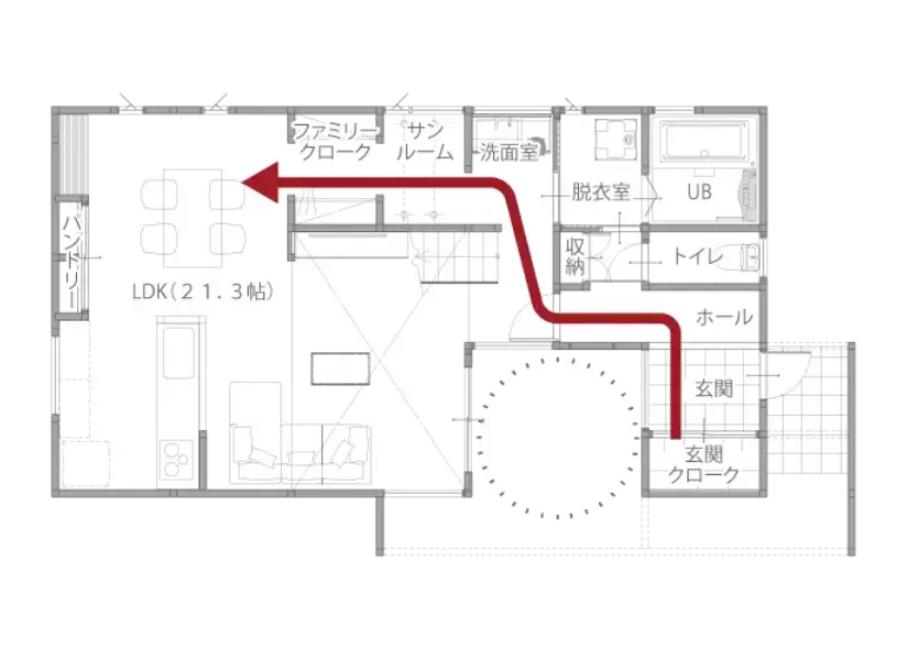 帰宅動線 家事ラク動線を実現した間取り