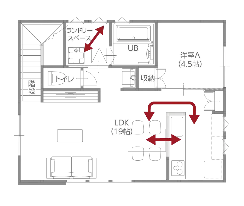 家事動線 家事ラク動線を実現した間取り