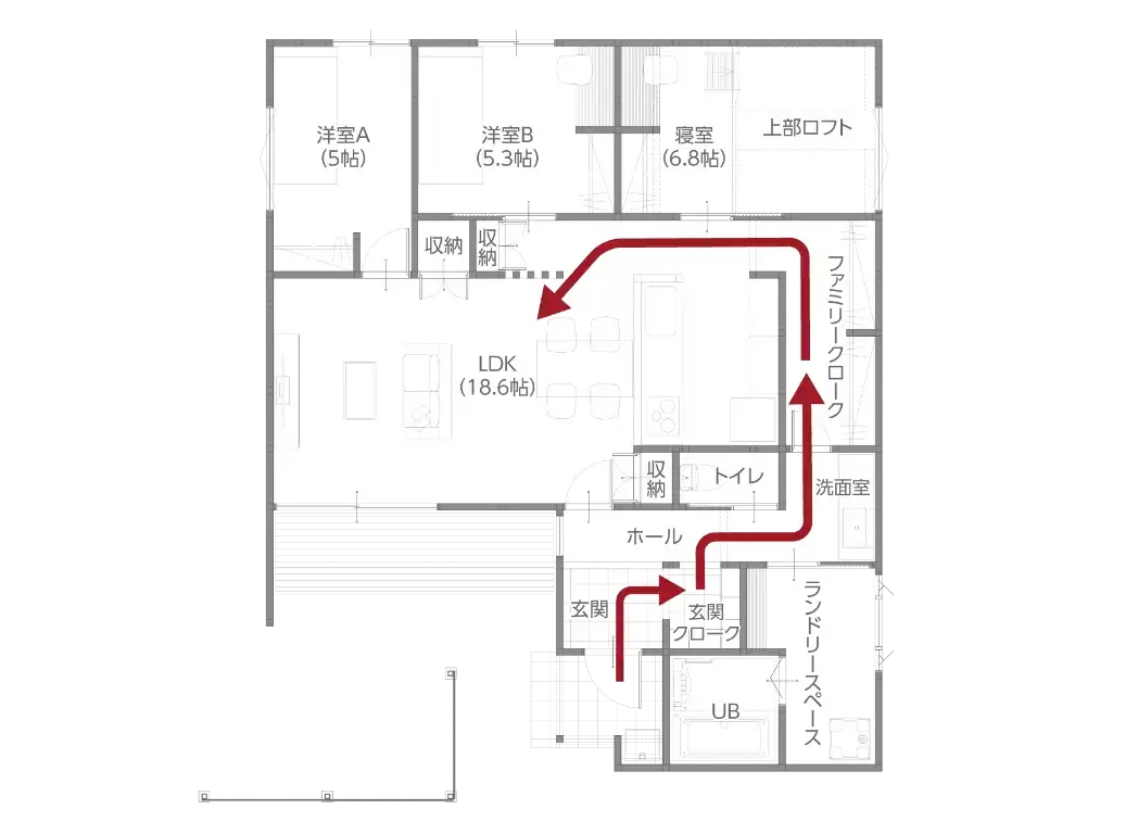 帰宅動線 家事ラク動線を実現した間取り