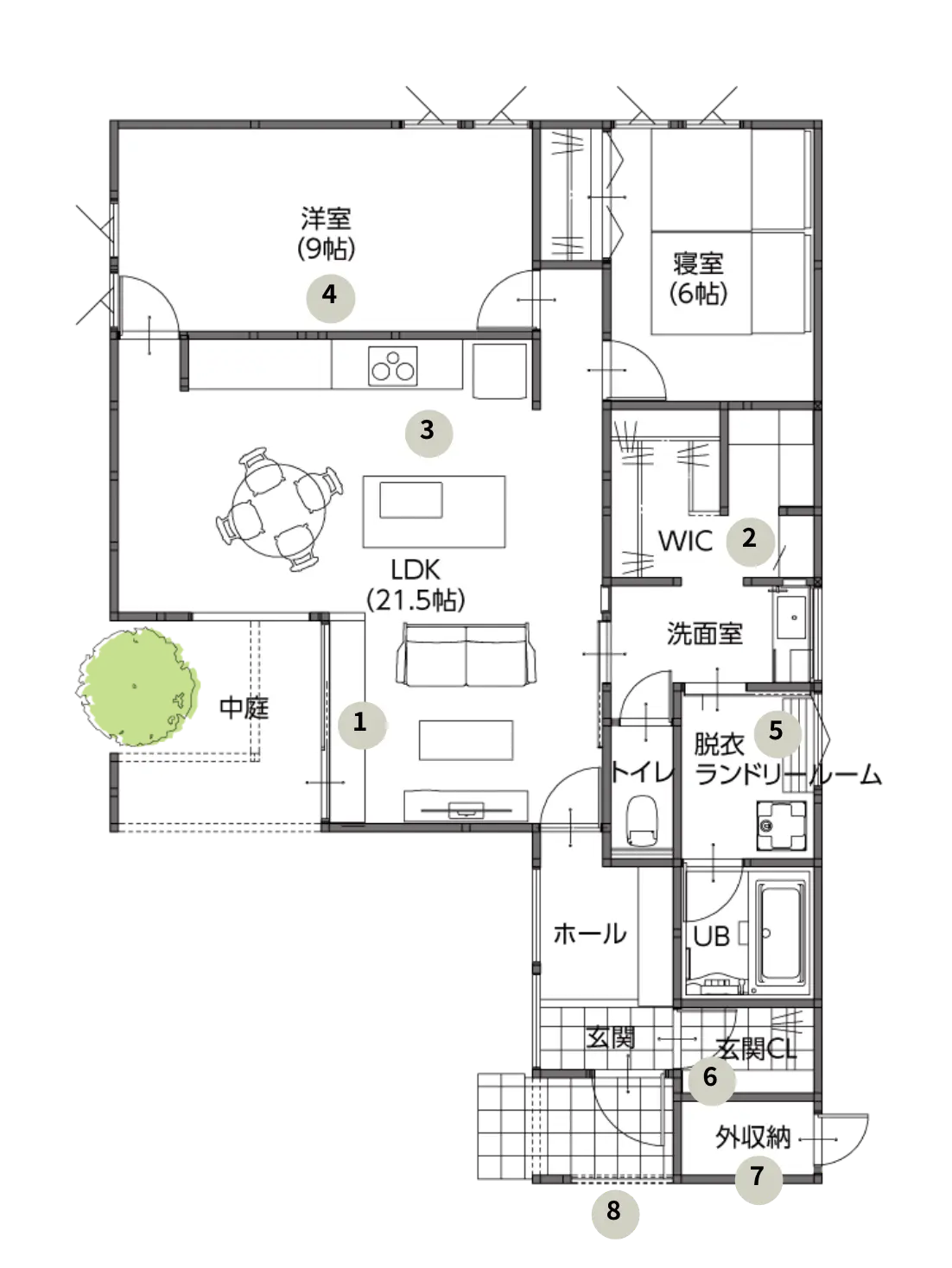 三条平屋モデルハウスの間取り